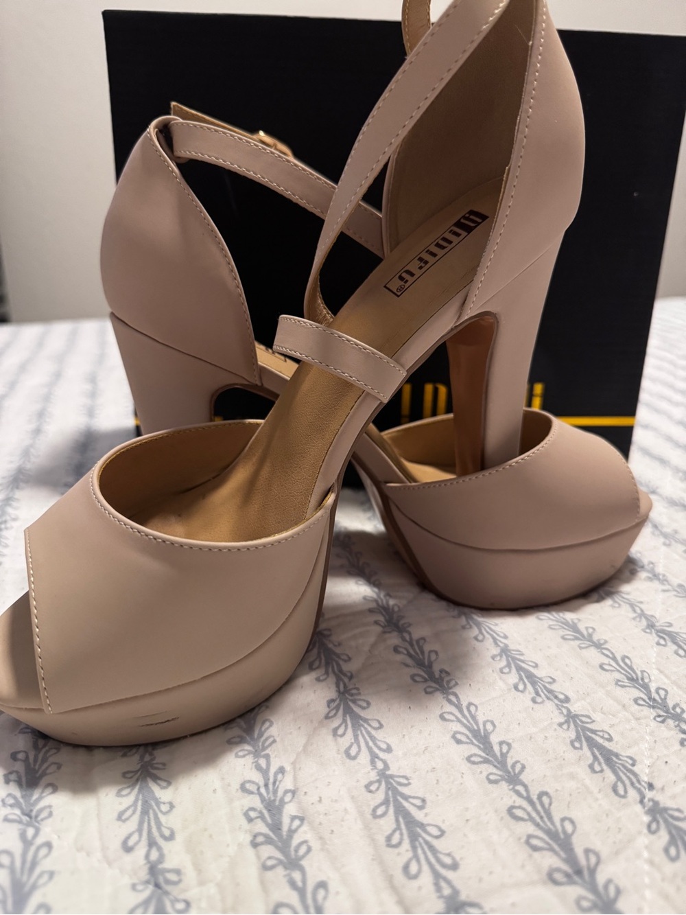 IDIFU Blush Platform Peep-Toe Heels with Cross Ankle Strap